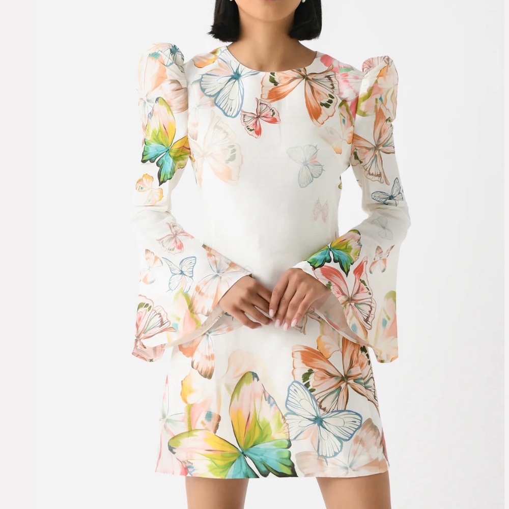 Leo Lin Sylvana Bell Sleeve Mini Dress